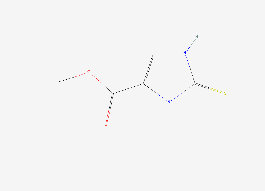 Two-dimensional chemical structure of 1H-Imidazole-4-carboxylic acid, 2,3-dihydro-3-methyl-2-thioxo-, methyl ester