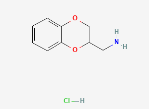 Two-dimensional chemical structure of 1,4-Benzodioxan, 2-(aminomethyl)-, hydrochloride