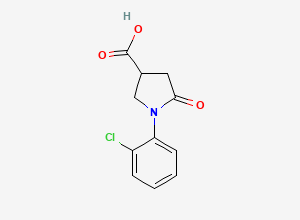 Two-dimensional chemical structure of 1-(2-Chlorophenyl)-5-oxopyrrolidine-3-carboxylic acid