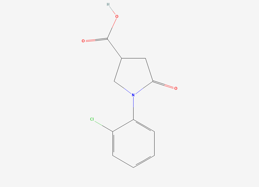 Two-dimensional chemical structure of 1-(2-Chlorophenyl)-5-oxopyrrolidine-3-carboxylic acid