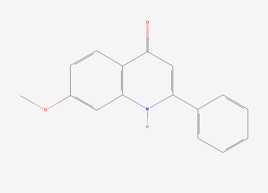 Two-dimensional chemical structure of 7-Methoxy-2-phenyl-quinolin-4-ol