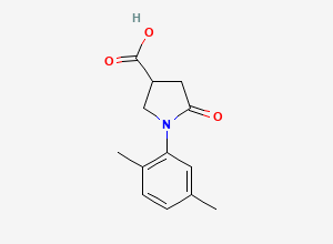 Two-dimensional chemical structure of 1-(2,5-Dimethylphenyl)-5-oxopyrrolidine-3-carboxylic acid