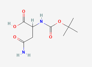 Two-dimensional chemical structure of 2-{[(Tert-butoxy)carbonyl]amino}-3-carbamoylpropanoic acid