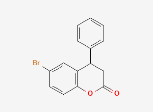 Two-dimensional chemical structure of 6-Bromo-3,4-dihydro-4-phenyl-2H-1-benzopyran-2-one