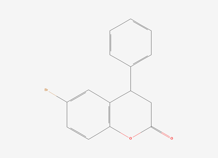 Two-dimensional chemical structure of 6-Bromo-3,4-dihydro-4-phenyl-2H-1-benzopyran-2-one