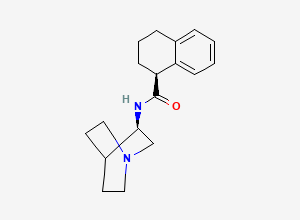 Two-dimensional chemical structure of (S)-N-((R)-Quinuclidin-3-yl)-1,2,3,4-tetrahydronaphthalene-1-carboxamide, CAS 2216753-67-0