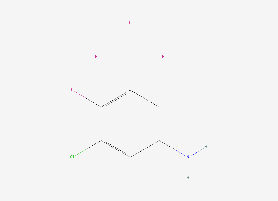 Two-dimensional chemical structure of 3-Chloro-4-fluoro-5-(trifluoromethyl)aniline