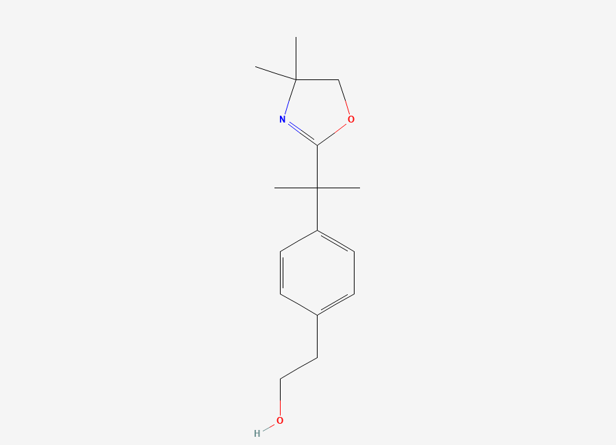 Two-dimensional chemical structure of 4-(1-(4,5-Dihydro-4,4-dimethyl-2-oxazolyl)-1-methylethyl)benzeneethanol