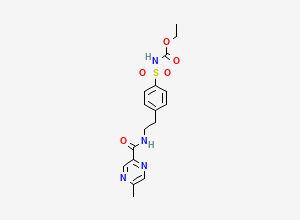 Two-dimensional chemical structure of Glipizide Ethyl Carbamate Impurity / Glipizide EP Impurity J, CAS 1076198-09-8