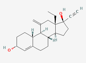 Two-dimensional chemical structure of 3-alpha-Hydroxy Desogestrel, CAS 70805-84-4