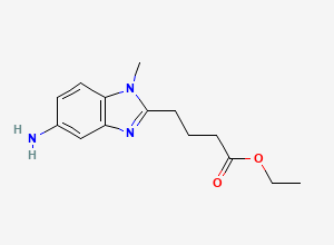 Two-dimensional chemical structure of Bendamustine Dideschloroethyl Ethyl Ester, CAS 3543-73-5
