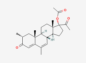 Two-dimensional chemical structure of Megestrol Acetate EP Impurity H / (2α)-Methyl Megestrol Acetate, CAS 907193-65-1