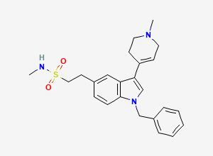 Two-dimensional chemical structure of N-Methyl-1-(phenylmethyl)-3-(1,2,3,6-tetrahydro-1-methyl-4-pyridinyl)-1H-indole-5-ethanesulfonamide, CAS 894351-86-1