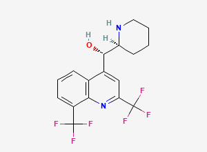 Two-dimensional chemical structure of rel-(alphaR)-alpha-(2R)-2-Piperidinyl-2,8-bis(trifluoromethyl)-4-quinolinemethanol
