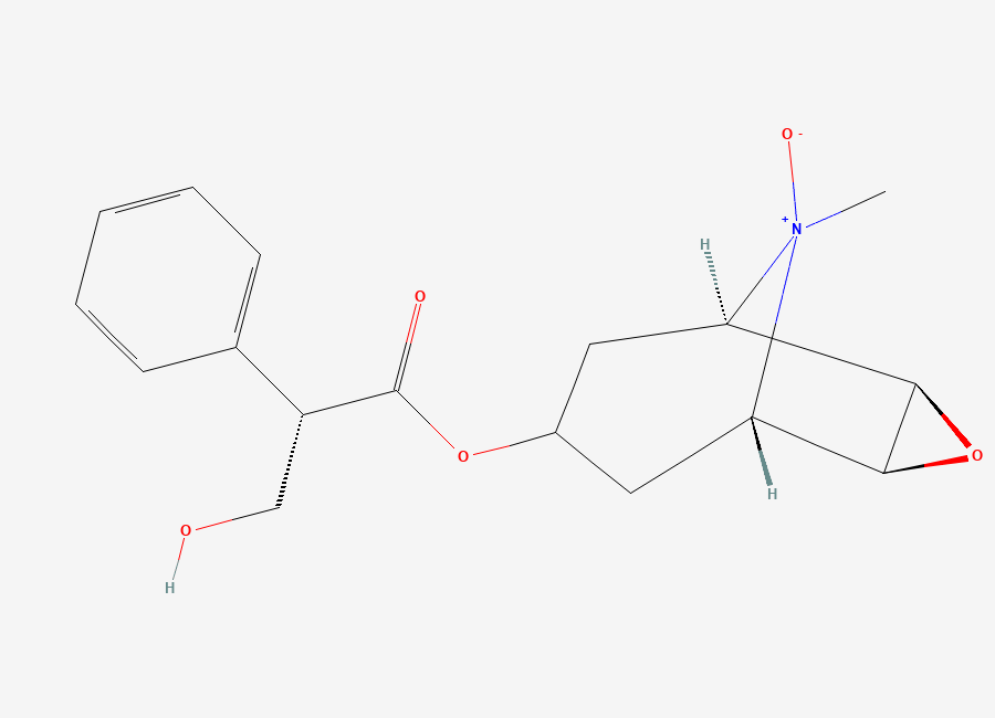 Two-dimensional chemical structure of Scopolamine N-Oxide, CAS 97-75-6