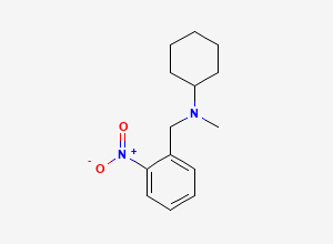Two-dimensional chemical structure of Bromhexine Impurity (N-(2-Nitrobenzyl)-N-cyclohexyl-N-methylamine), CAS 80638-08-0