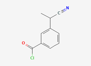 Two-dimensional chemical structure of 3-(1-Cyanoethyl)benzoyl chloride, CAS 42872-29-7