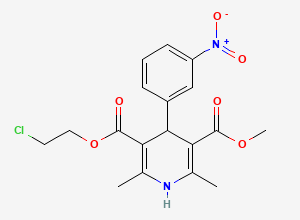 Two-dimensional chemical structure of 2-Chloroethyl methyl 1,4-dihydro-2,6-dimethyl-4-(3-nitrophenyl)pyridine-3,5-dicarboxylate