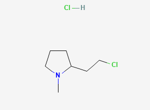 Two-dimensional chemical structure of Pyrrolidine, 2-(2-chloroethyl)-1-methyl-, hydrochloride (1:1)