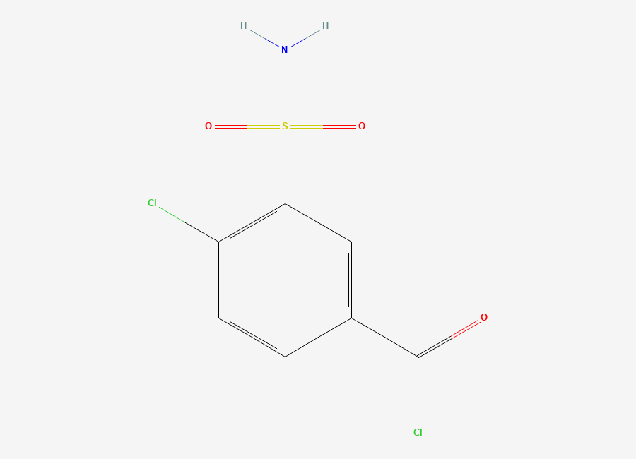 Two-dimensional chemical structure of 3-(Aminosulfonyl)-4-chlorobenzoyl chloride