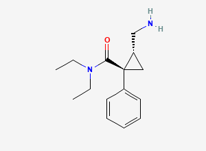 Two-dimensional chemical structure of (1R,2R)-2-(aminomethyl)-N,N-diethyl-1-phenylcyclopropane-1-carboxamide