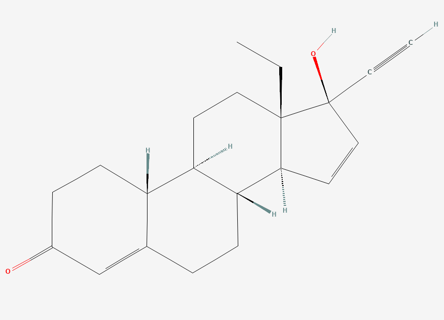 Two-dimensional chemical structure of Gestodene, CAS 60282-87-3