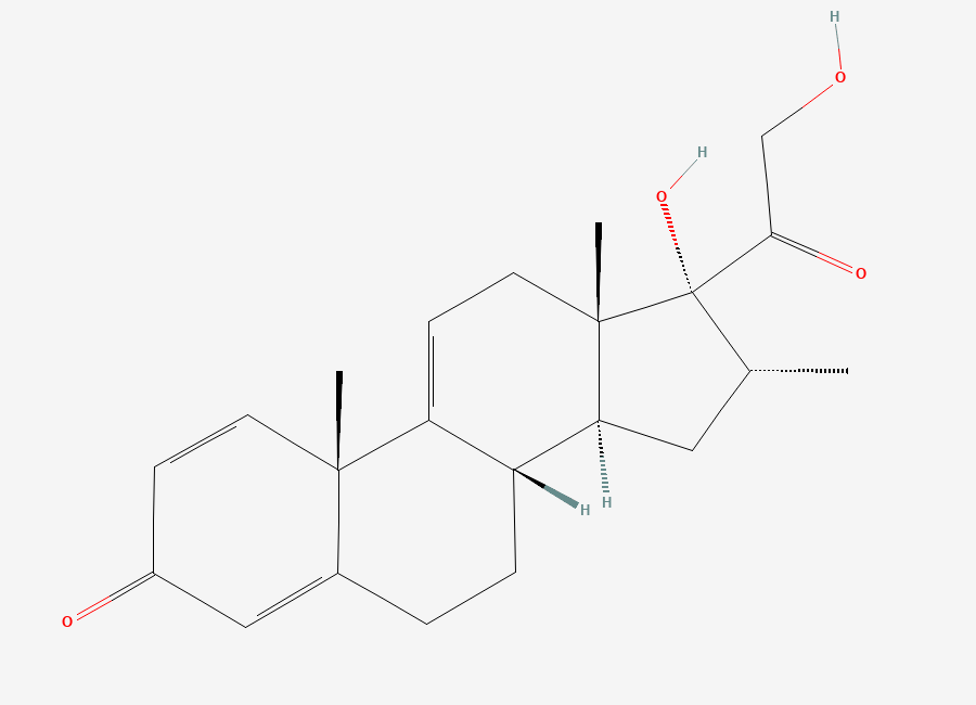 Two-dimensional chemical structure of Dexamethasone EP Impurity E/ 9,11-Dehydro Dexamethasone/ Vamorolone (Free Base), CAS 13209-41-1