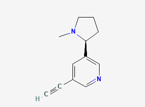 Two-dimensional chemical structure of 3-Ethynyl-5-((2S)-1-methyl-2-pyrrolidinyl)pyridine
