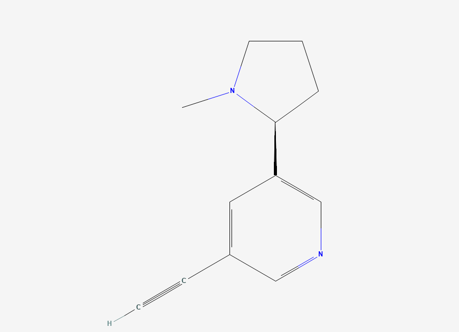 Two-dimensional chemical structure of 3-Ethynyl-5-((2S)-1-methyl-2-pyrrolidinyl)pyridine