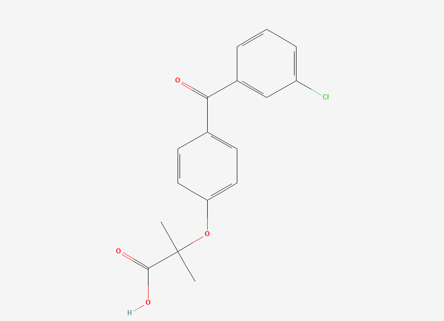Two-dimensional chemical structure of Propanoic acid, 2-(4-(3-chlorobenzoyl)phenoxy)-2-methyl-