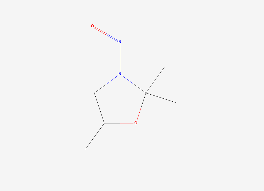 Two-dimensional chemical structure of N-Nitroso-2,2,5-trimethyl-1,3-oxazolidine, CAS 77400-46-5