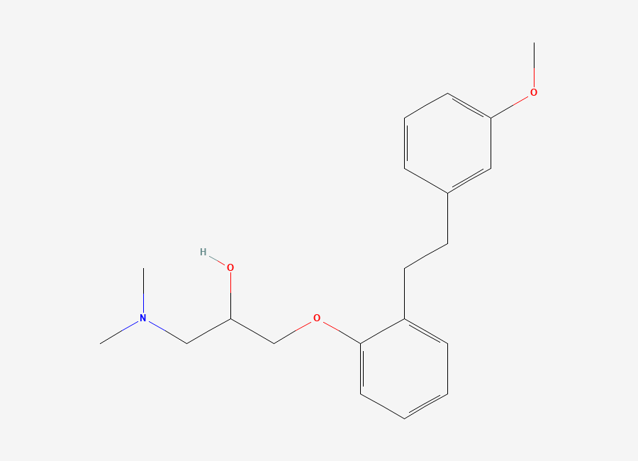 Two-dimensional chemical structure of 1-(Dimethylamino)-3-(2-(2-(3-methoxyphenyl)ethyl)phenoxy)-2-propanol