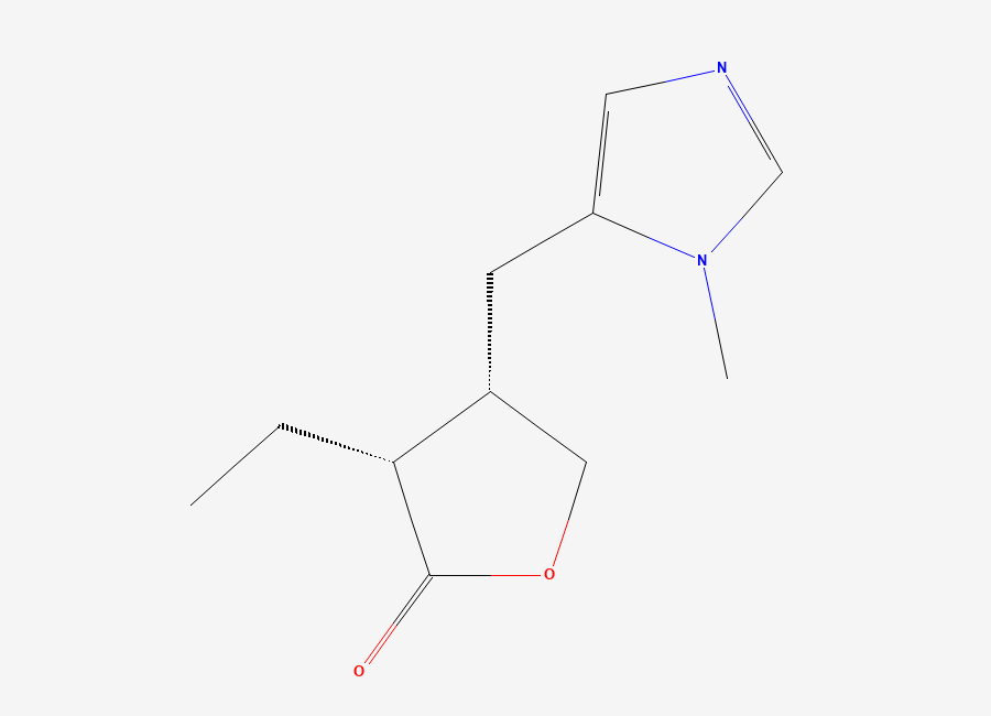 Two-dimensional chemical structure of (-)-Pilocarpine