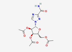 Two-dimensional chemical structure of 1-(2,3,5-Tri-O-acetyl-beta-D-ribofuranosyl)-1H-1,2,4-triazole-3-carboxamide