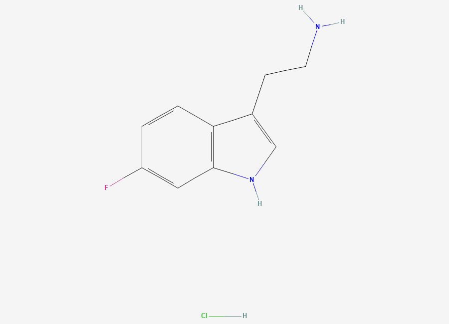 Two-dimensional chemical structure of 6-Fluoro-1H-indole-3-ethylamine monohydrochloride