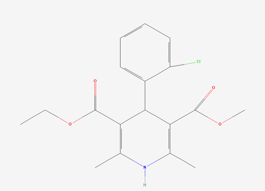 Two-dimensional chemical structure of 3-Ethyl 5-methyl 4-(2-chlorophenyl)-2,6-dimethyl-1,4-dihydropyridine-3,5-dicarboxylate