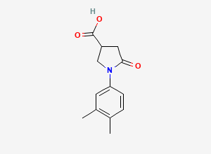 Two-dimensional chemical structure of 1-(3,4-Dimethylphenyl)-5-oxopyrrolidine-3-carboxylic acid