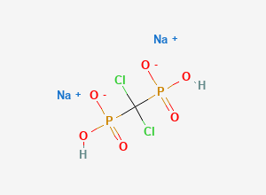 Two-dimensional chemical structure of Sodium (dichloro(phosphono)methyl)phosphonate, CAS 22560-50-5