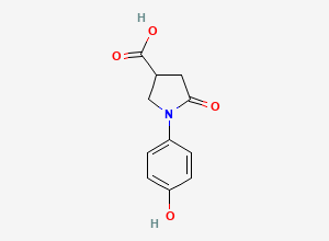 Two-dimensional chemical structure of 1-(4-Hydroxyphenyl)-5-oxopyrrolidine-3-carboxylic acid
