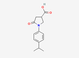 Two-dimensional chemical structure of 1-(4-Isopropylphenyl)-5-oxopyrrolidine-3-carboxylic acid