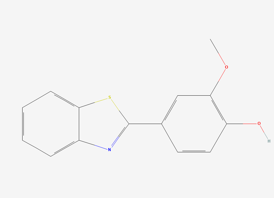 Two-dimensional chemical structure of 4-(1,3-Benzothiazol-2-yl)-2-methoxyphenol