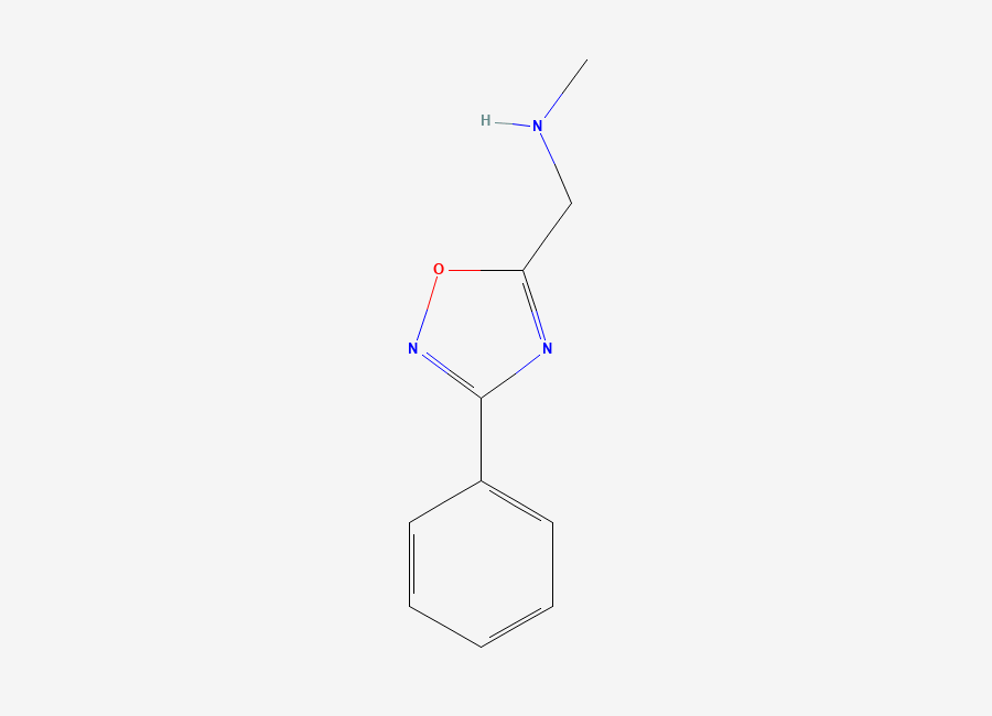 Two-dimensional chemical structure of N-methyl-1-(3-phenyl-1,2,4-oxadiazol-5-yl)methanamine
