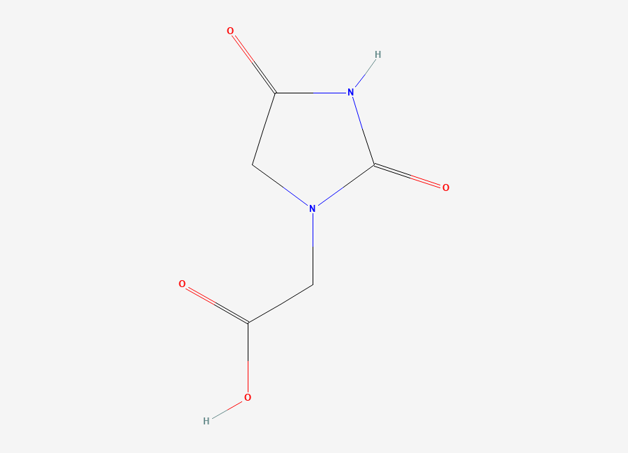 Two-dimensional chemical structure of 2-(2,4-Dioxoimidazolidin-1-yl)acetic acid