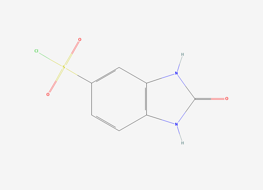 Two-dimensional chemical structure of 2-oxo-2,3-dihydro-1H-1,3-benzodiazole-5-sulfonyl chloride