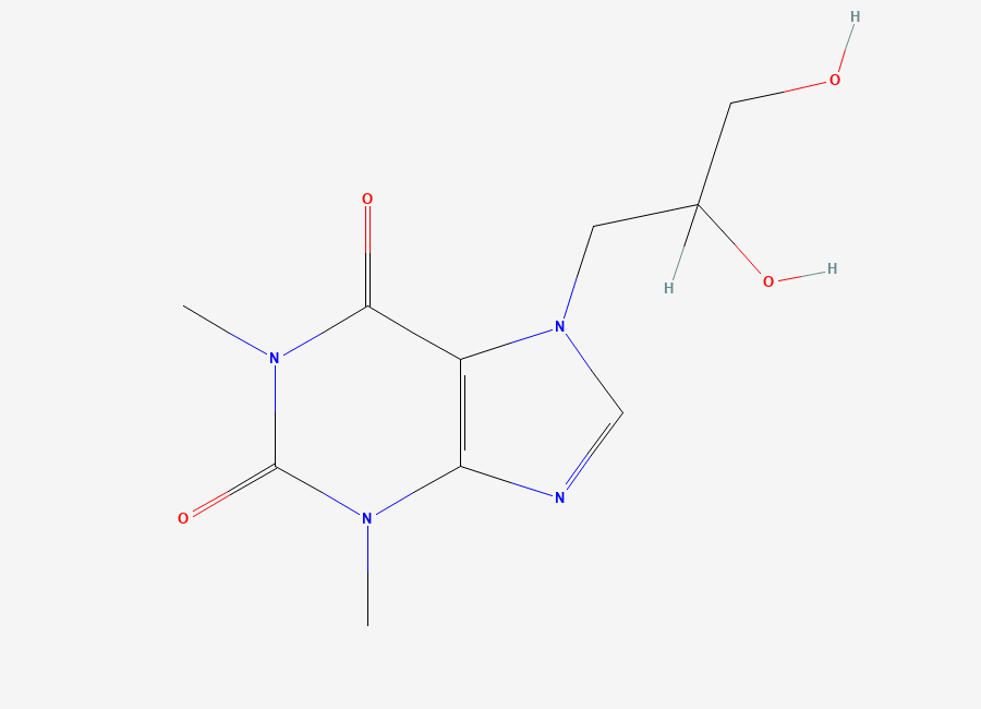 Two-dimensional chemical structure of Diprophylline, CAS 479-18-5