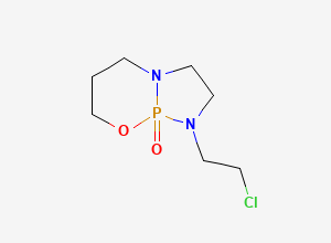Two-dimensional chemical structure of 1-(2-Chloroethyl)tetrahydro-1H,5H-[1,3,2]diazaphospholo[2,1-b][1,3,2]oxazaphosphorine 9-oxide