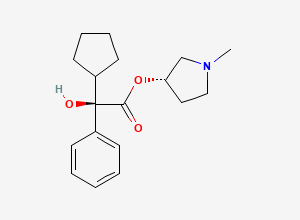 Two-dimensional chemical structure of Benzeneacetic acid, α-cyclopentyl-α-hydroxy-, (3S)-1-methyl-3-pyrrolidinyl ester, (αR), CAS 207856-85-7