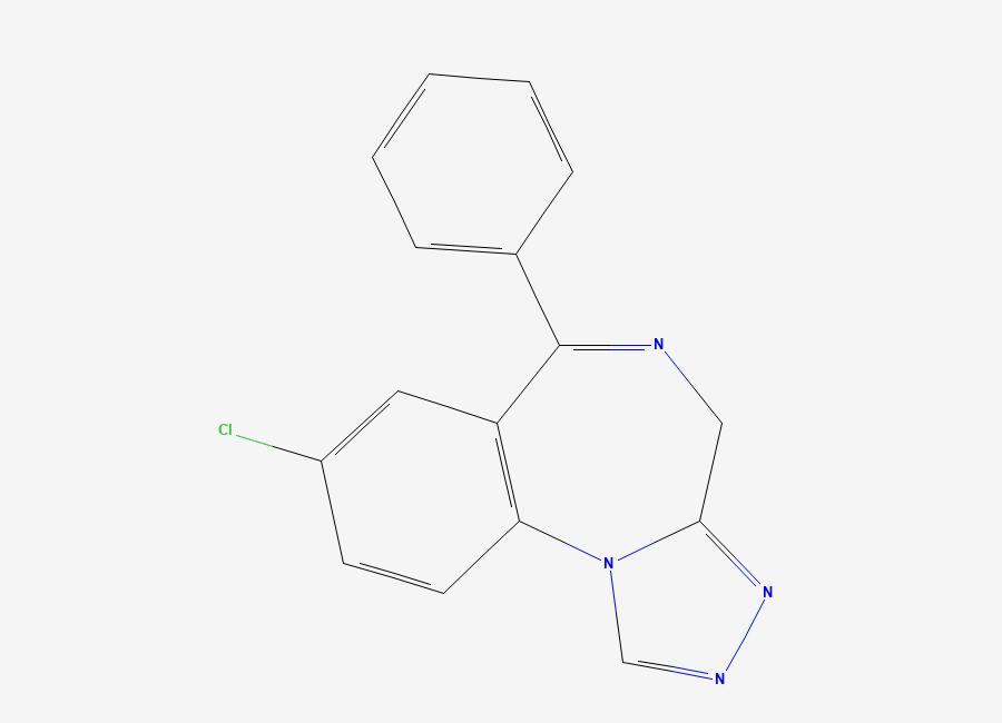 Two-dimensional chemical structure of Estazolam, CAS 29975-16-4