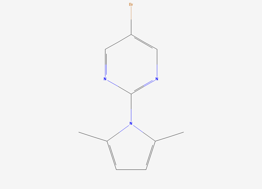 Two-dimensional chemical structure of 5-bromo-2-(2,5-dimethyl-1H-pyrrol-1-yl)pyrimidine