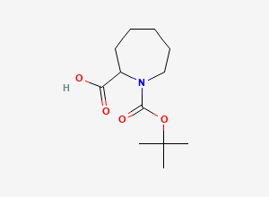 Two-dimensional chemical structure of 1-[(Tert-butoxy)carbonyl]azepane-2-carboxylic acid